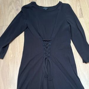 Black Lace-Up Mini Dress